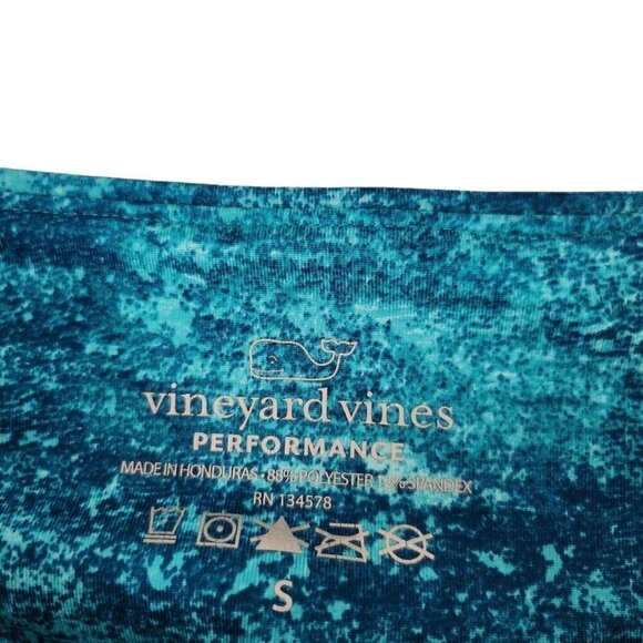 Vineyard Vines Leggings Womens Small Teal Blue Watercolor Athleisure Gym Stretch - Picture 5 of 11